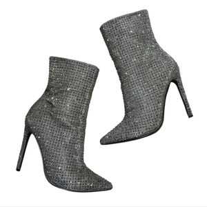 Steve Madden Wifey Rhinestone Ankle Boots Women's Sparkly Heeled Booties Size 7M